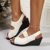 Fashion 2025 Summer Peep Toe Women's Sandals Fashion Elastic Band New Casual Comfortable Plus Size Best Seller Wedge Sandals Zapatos