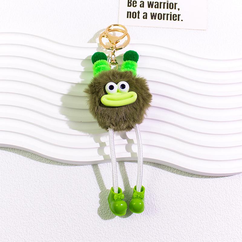 

Cute Cartoon Twist Stick Potato Boy Keychain Funny Sausage Mouth Creative Ugly Cute Hairball Car Keyling Bag Jewelry Pendant зелёный