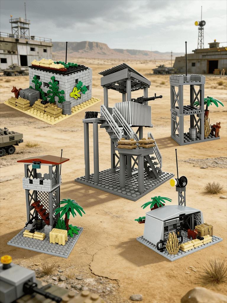Children's Building Block Assembly Military Base Wilderness Fortress Watchtower Post Model Set Educational MOC Toy Boys Gift