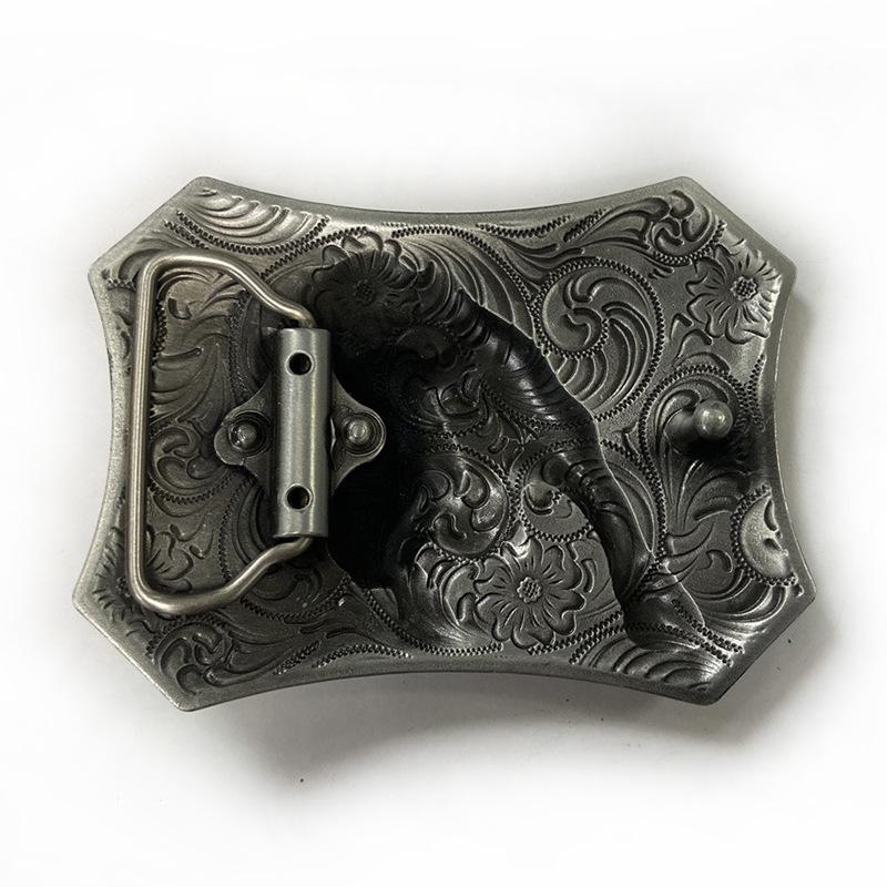 Western Cowboy Tang Dynasty Grass Pattern Alloy Belt Buckle