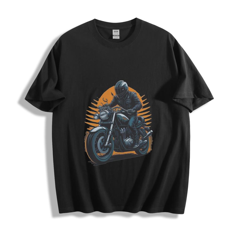 Black Sunset Cruiser T-Shirt - Classic Biker Art Unisex Tee