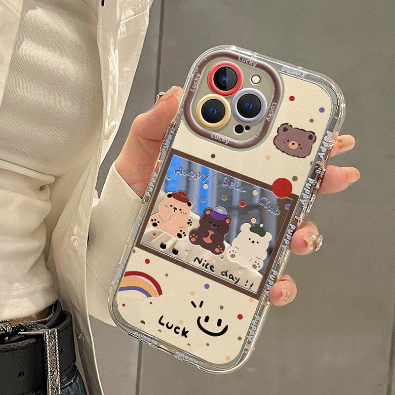 Cartoon Bear for IPhone16promax Mobile Phone Case for Apple 15 Anti-fall 14 Mirror 12 Female 13