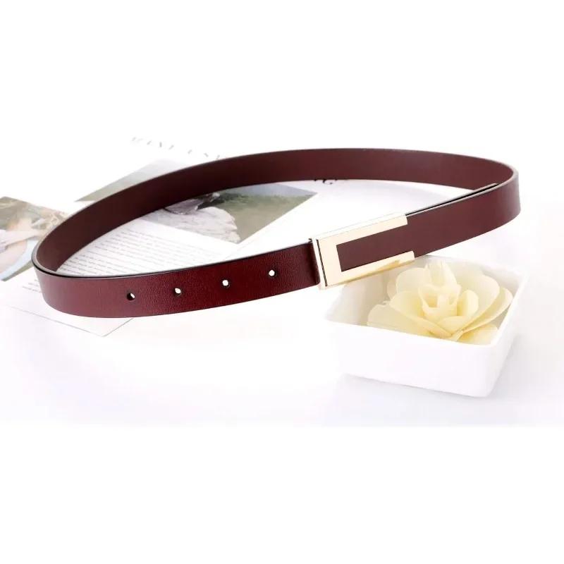 Пояс для брюк джинсов Красно-коричневая пряжка Поясной ремень Женский ремень Мягкие ремни из натуральной кожи