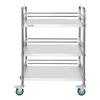 Stainless Steel Cart, 3-Tier Rolling Lab Utility Cart with Lockable Wheels, Medical Serving Trolley Clinic Tray, Heavy Duty Mobile Service Storage