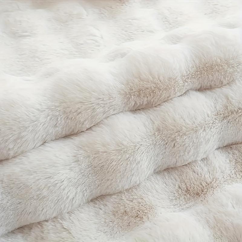Wave Pattern Soft Faux Rabbit Fur Area Rug Non-Slip Carpet for Living Room, Bedroom, Office, and Porch Decor - Moisture Barrier Lightweight Irregular