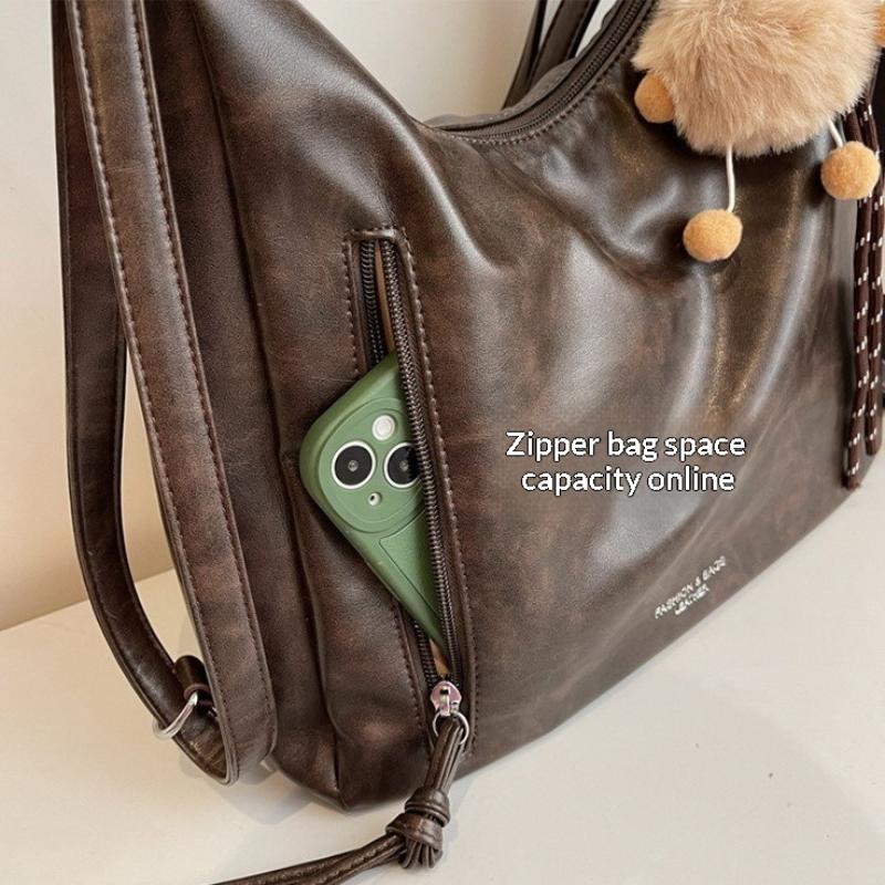 Women'S Pu Leather Bag Multi-Functional Crossbody Shoulder Bag And Handbag Tote With Top Handle Purse