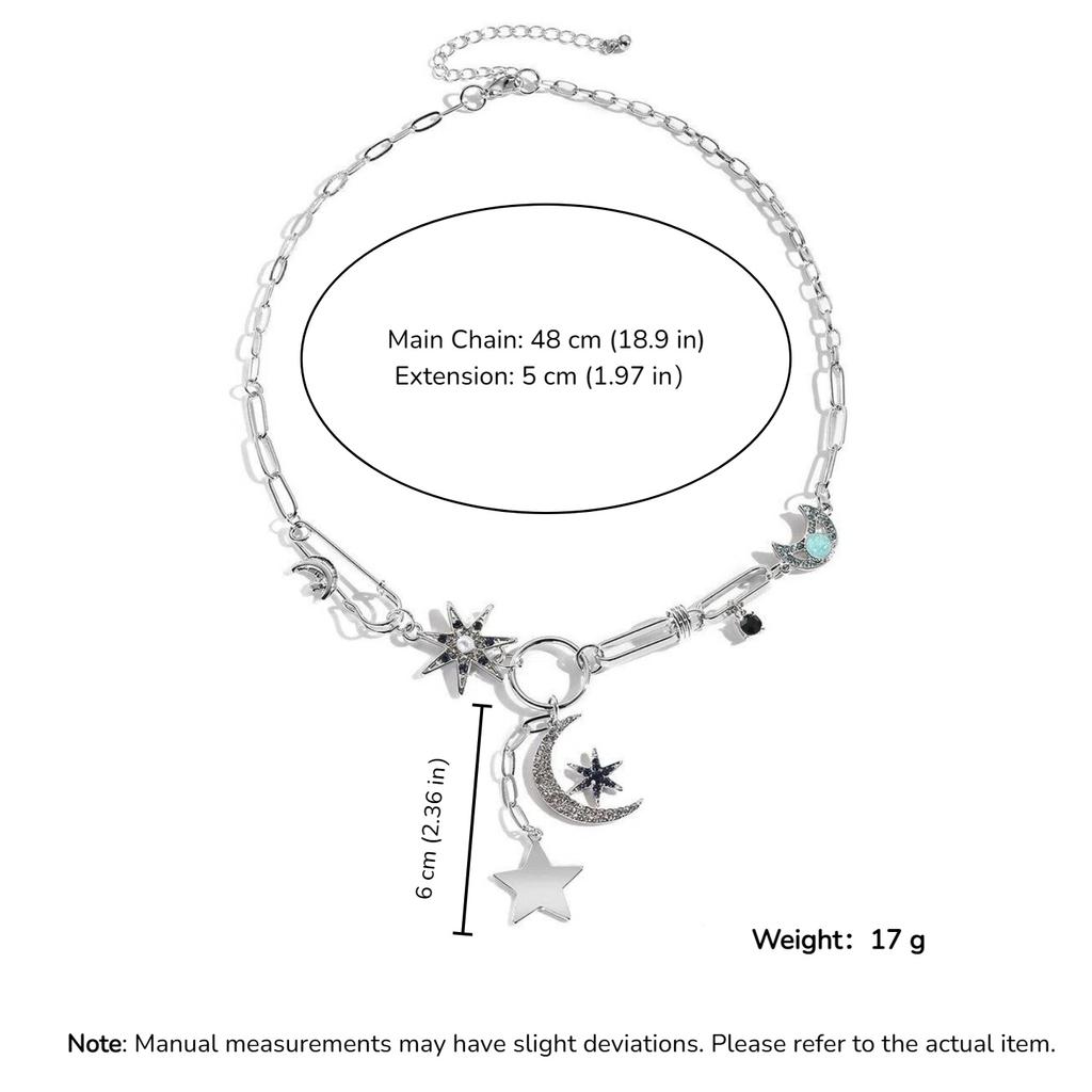 Moon Star Multi Charm Lariat Necklace Gold Paperclip Chain Y Shaped Pendant Necklace Fashion Jewelry for Women