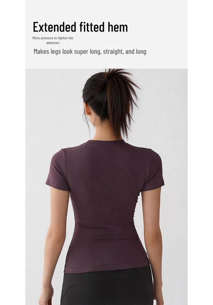 Slim Fit Quick-Dry Short Sleeve Yoga Top - High Elasticity Pilates T-Shirt for Summer Workouts