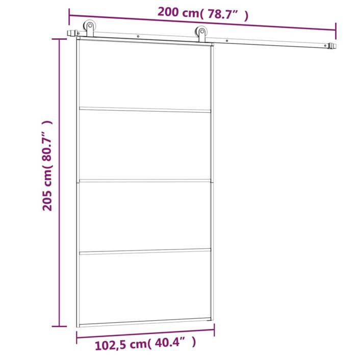 VidaXL Porte Coulissante et Kit de Guincaillerie Porte Givrée Rail Coulissant Butées de Porte Bloc Anti-saut 102,5x205cm 3152150