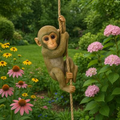 Cute Garden Climbing Monkey Figurine Handmade Resin Crafts Monkey Hanging Ornament Weatherproof Animal Statue Patio Balcony