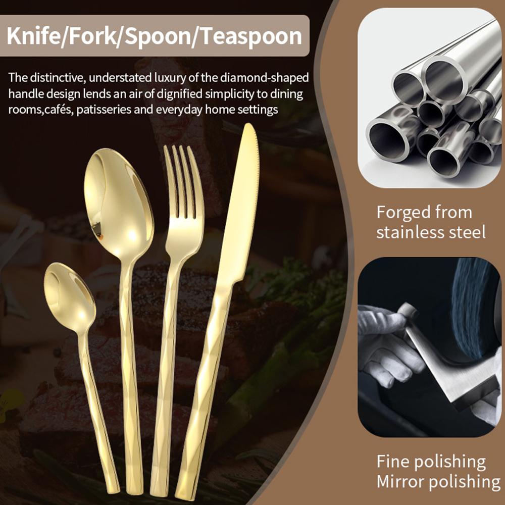 4Pcs Silver Stainless Steel Dinner Cutlery Set Knife Fork Spoon Dinnerware Mirror Tableware Set Wedding Birthday Silverware