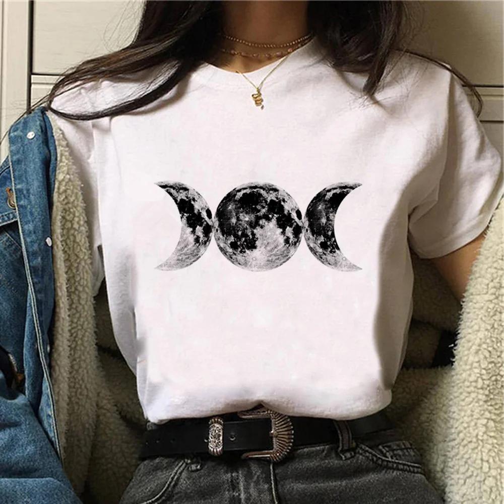 Witch Triple Moon Gothic Sun top women harajuku t-shirts girl graphic harajuku 2000s clothing women's gothic style sleeve shirt