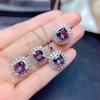 Imitation Natural Crystal Jewelry Set Women Sky Blue Topaz Necklace Ring Earrings Pendant