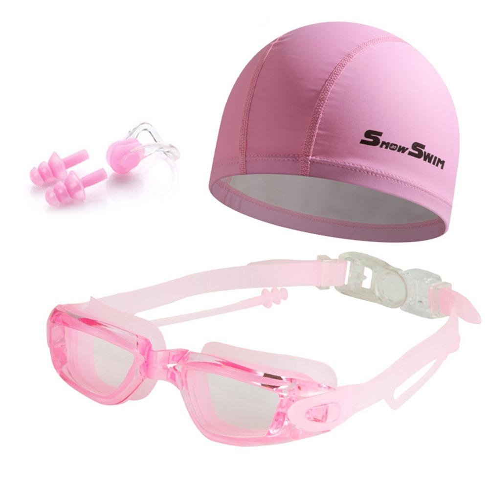 with Nose Clip, and Ear Plugs Silicone Swim Cap Anti-fog Diving Eyewear  Summer