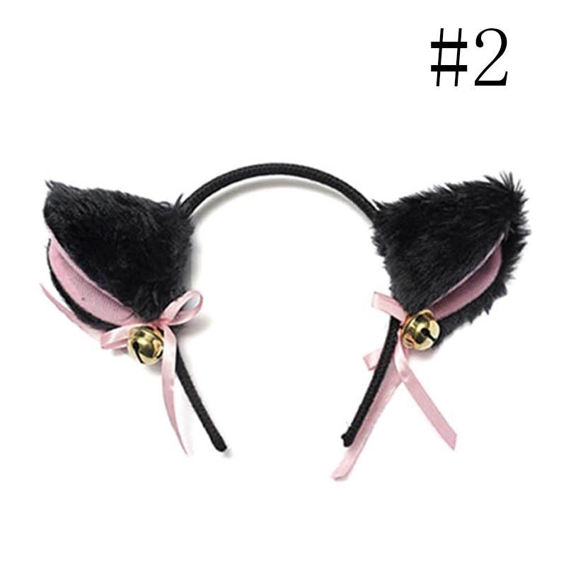 Cute Cat Fox Ears Headband Bell Bow Cosplay Halloween Party Fancy Costume