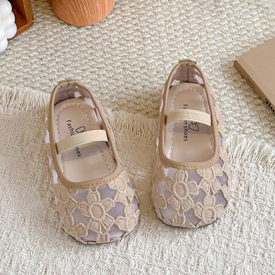 

Girls Floral Mesh Sandals2026Summer new solid color mesh princess shoes for children, suitable for performances 21Inner Length13.1cm хаки