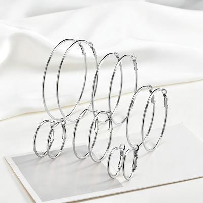 Classic Stainless Steel Big Circle Hoop Huggie Earrings for Women, 25mm/30mm/40mm/50mm/60mm/70mm