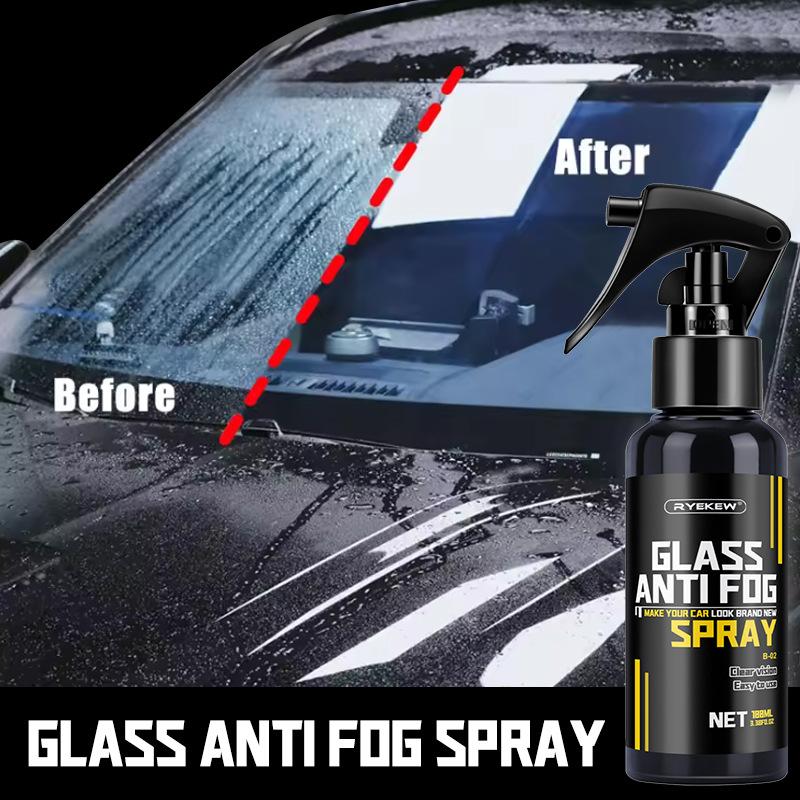 Glass Anti Fog Spray 100ml, Quick Car Windshield Defogger, Rain Repellent & Clear Vision, Auto Window Mirror Anti Mist Cleaner