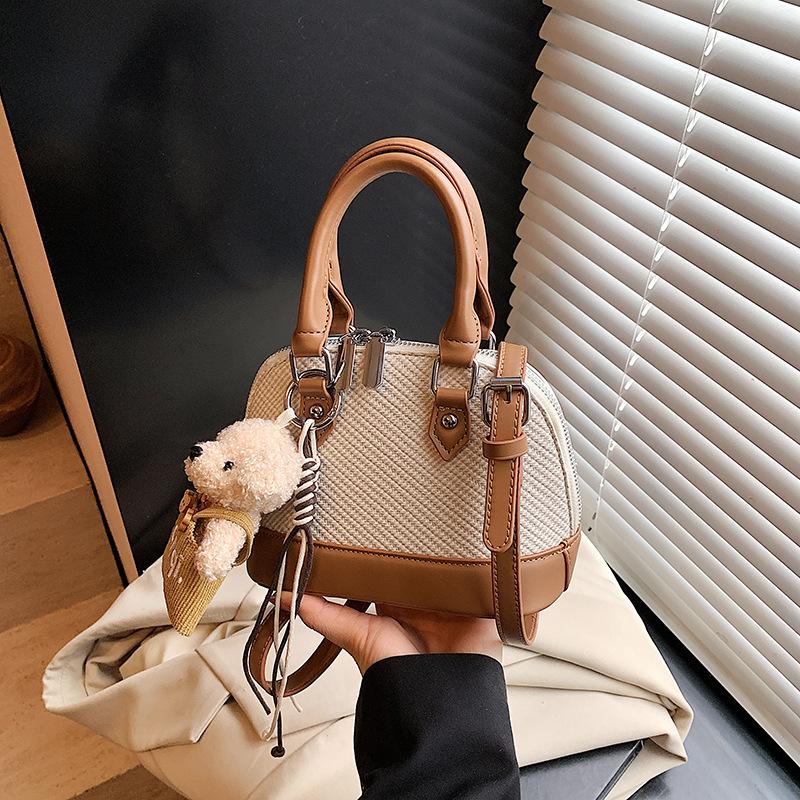 Retro Contrasting Shell Bag 2025 New Trendy Texture Versatile Handbag Casual Shoulder Bag Messenger Women's Bag