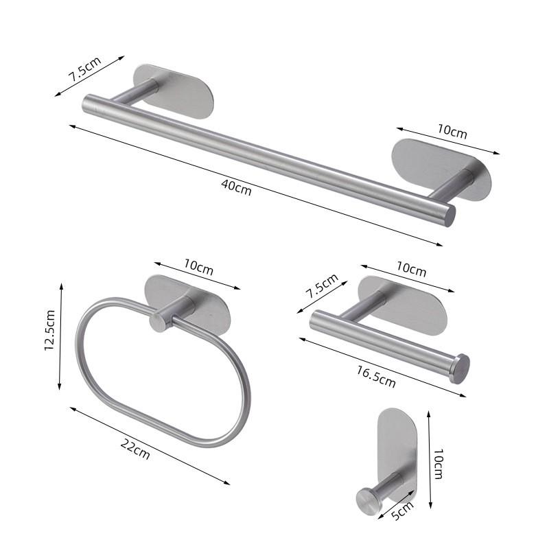 Stainless Steel No-Drill Towel Ring Holder Set Bathroom Wall Mount 4/5/7 Piece Kit In Black Gold