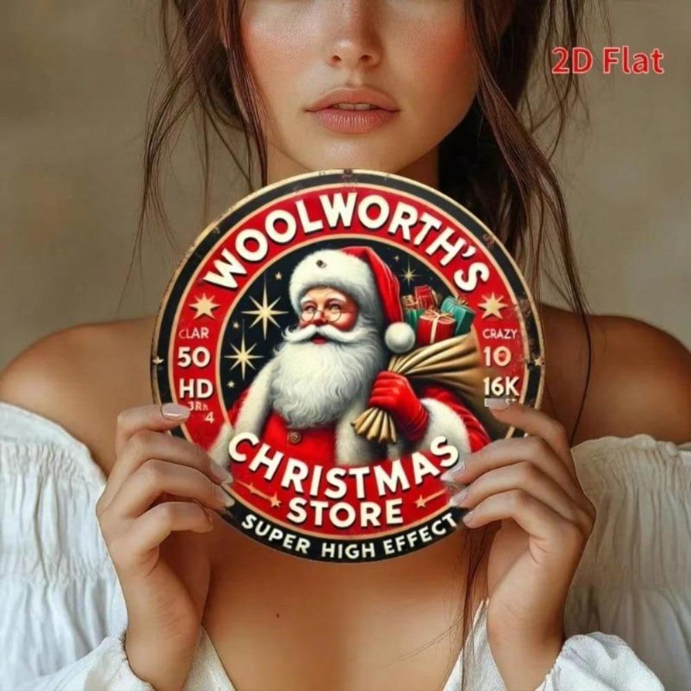 Vintage Woolworths Christmas Store Metal Tin Sign Retro Santa Iron Wall Decor Holiday Xmas Party