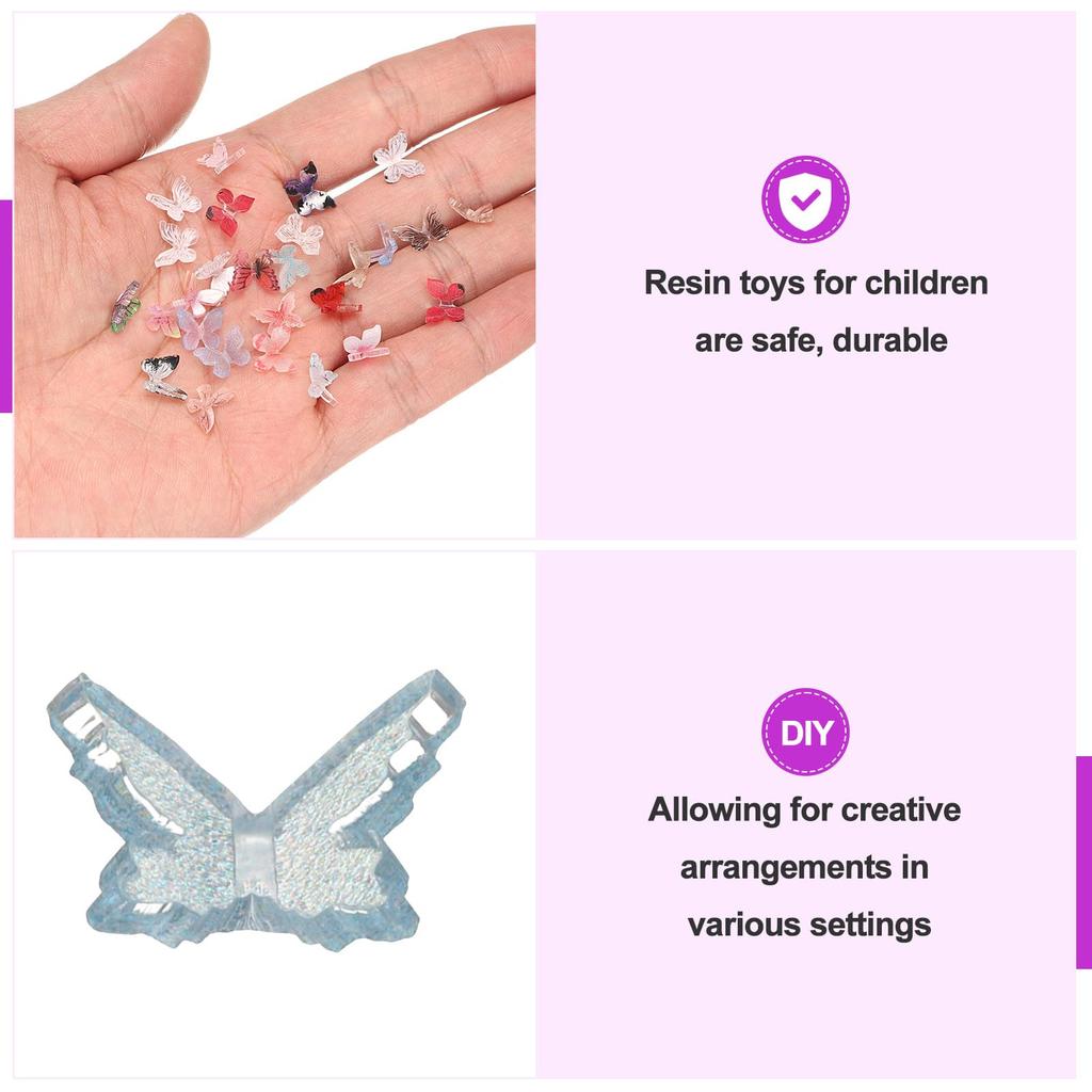 CoCud 50-Pack Mini Resin Butterflies, 0.31 Inch, Resin Dollhouse Accessories, Clear Dark Blue. Uses: Crafts, Nail Art
