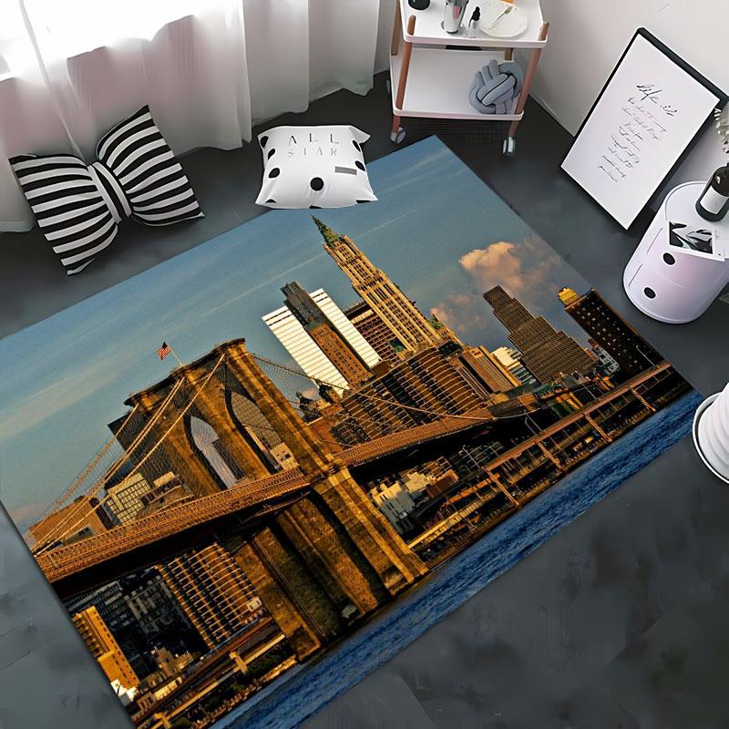HD Printing New York City Theme Area Rug,Rugs Living Room Tapete for Bedroom Sofa Kitchen Doormat Decor,Kids Non-slip Floor Mat