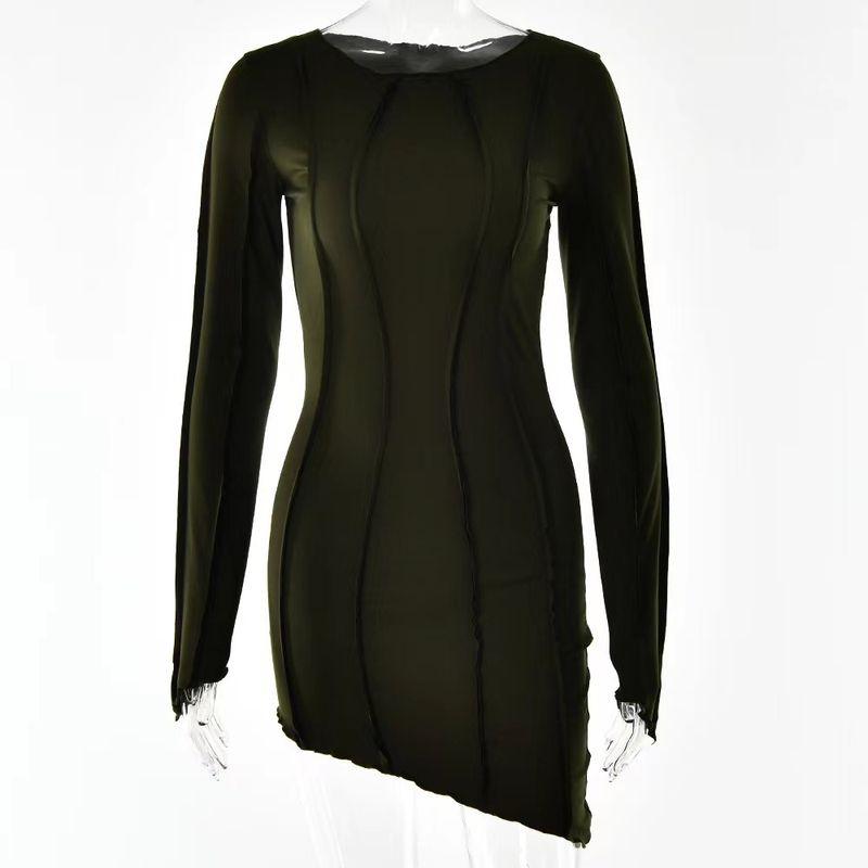 

Fashion Wind Sexy Sexy Tight round Neck Dress Sexy Spicy Girl Irregular Skirt Green L