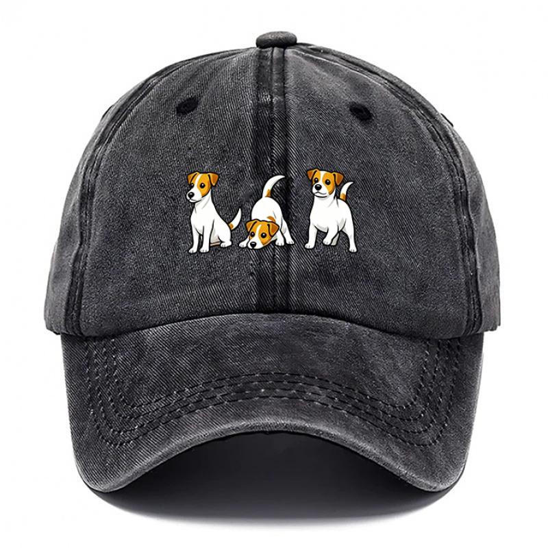 Ein Hut mit drei Hunden, geeignet für Damen und Herren, einschließlich Baseball- und Trucker-Stilen. Diese atmungsaktiven Kappen sind verstell