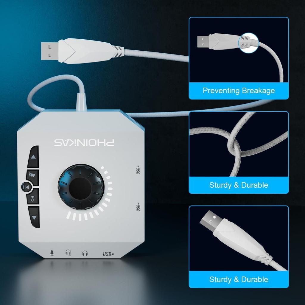 T10 Externe Soundkarte, USB-Audioadapter für PC, Windows, Mac, Linux, Laptops, Desktops, 0,138-Zoll Stereo-Soundkarte und USB-Schnittstelle,