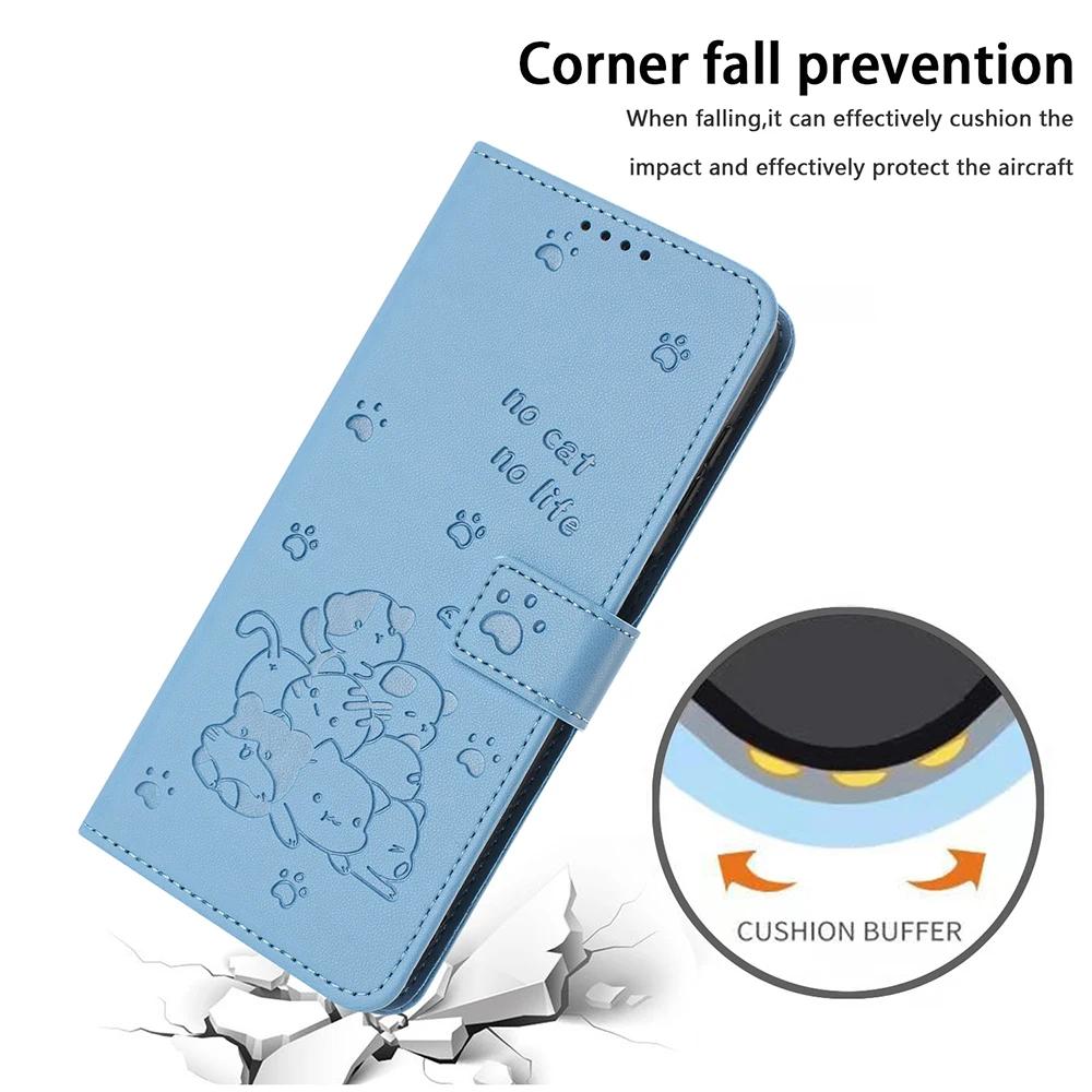 Curte Cat Leather Wallet Cover Case For Xiaomi 13T Poco C61 C55 X5 F5 Redmi Note 12 11 Pro Plus 10 10S 10T 11S 10C Turbo 3 K70E