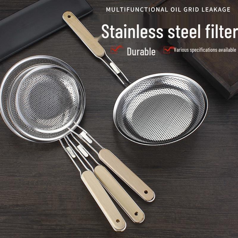 Ultra-Fine Stainless Steel Colander and Skimmer for Noodles, Dumplings, Soy Milk, Juice, and Deep-Frying