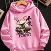 Cozy kids hooded pullover with retro tokyo samurai design, soft premium fabric, suitable for kids daily home wear and cool autumn family gatherings.