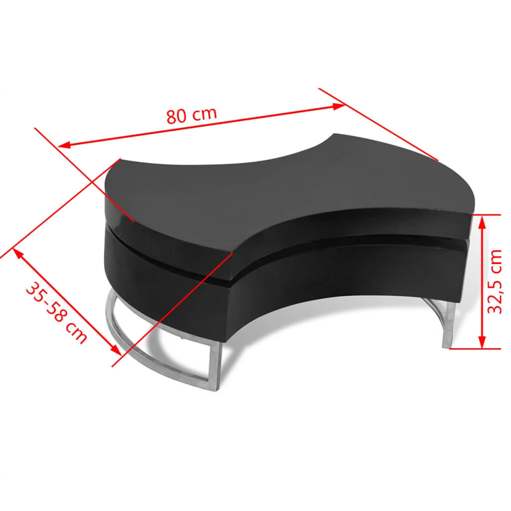 Adjustable Shape Coffee Table High Gloss Black