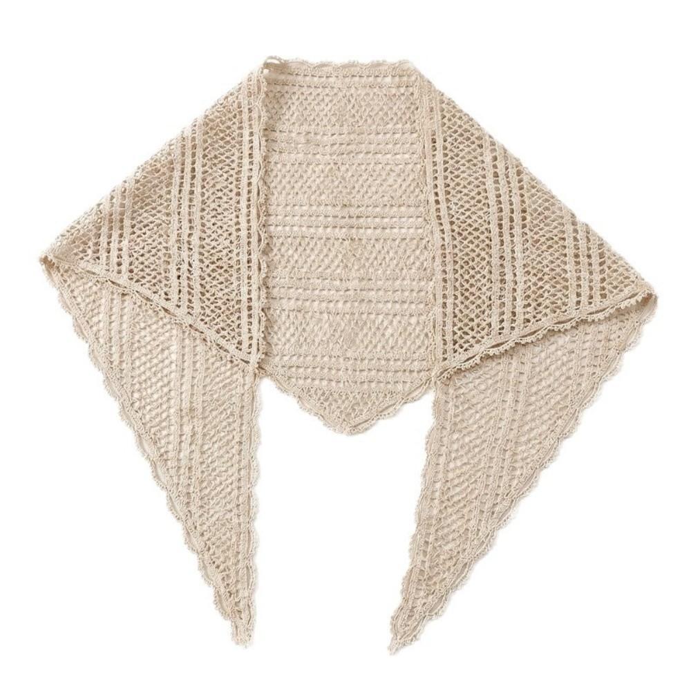 Solid Color Hair Scarf Hollow Out Lace Scarf Fashion Triangle Wrap Women