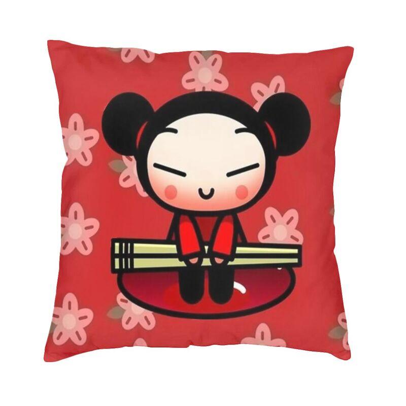 Pucca Modern Throw Pillow Cover Home Decorative Cartoon Character Cushion Case Double-Sided Printing Outdoor Cushion Pillowcases