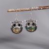 Bohemia Owl Drop Earrings Inlaid Faux Zircon Vintage Style  Silver Plated Jewelry Gift For Women Girls