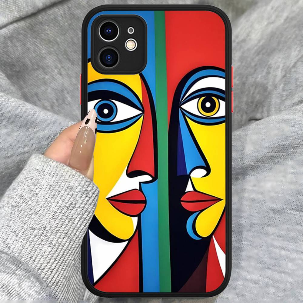 

Picasso Abstract Art Painting Silicone Case For IPhone 16 15 14 13 12 11 Pro Max Plus X XS MAX Shockproof Matte Cover iphone 15pro max