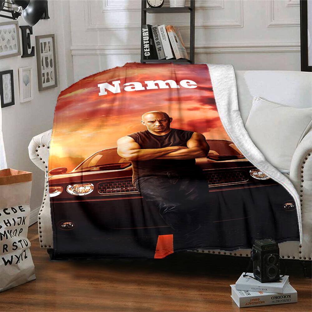 Custom Name Fast & Furious Theme Printed Blanket - Perfect for Couch, Bed, Travel & Outdoor Use | Machine Washable, Cozy & Durable.