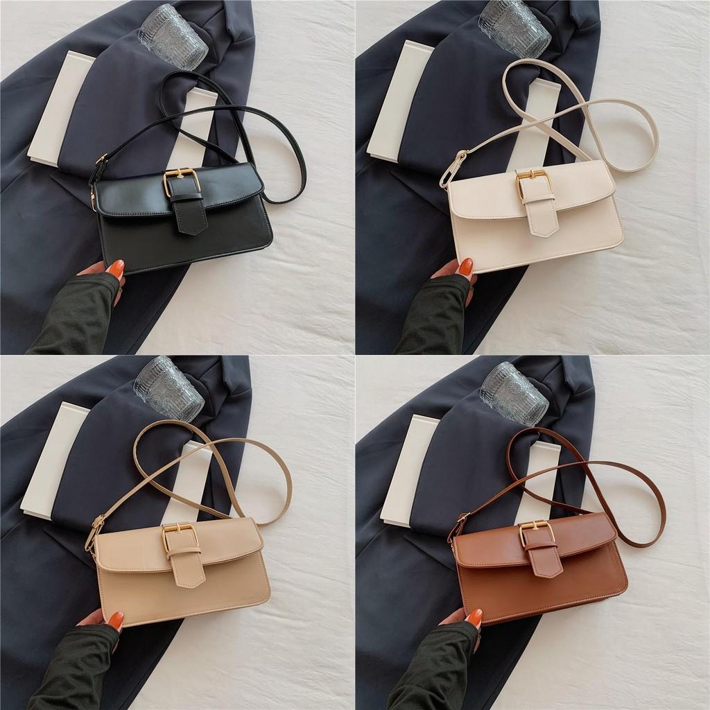 Chic Vintage Aesthetic Handbag For Women Elegant Solid Color Shoulder Bag