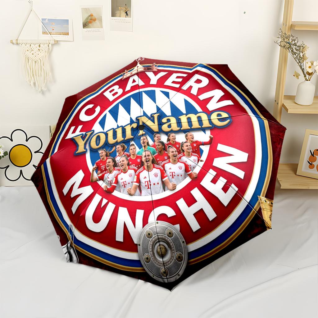 Fc Bayern München Customized Name Umbrella Portable Automatic Umbrella Compact 8-Rib Lightweight Foldable Design Travel Essential Outdoor Accessory
