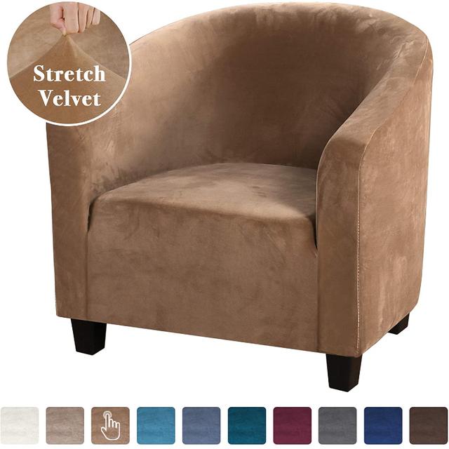 Elastic Sretch Coffee Velvet Tub Sofa Armchair Seat Cover Protector Washable Furniture Stretch Slipcover Home Chair Decoration