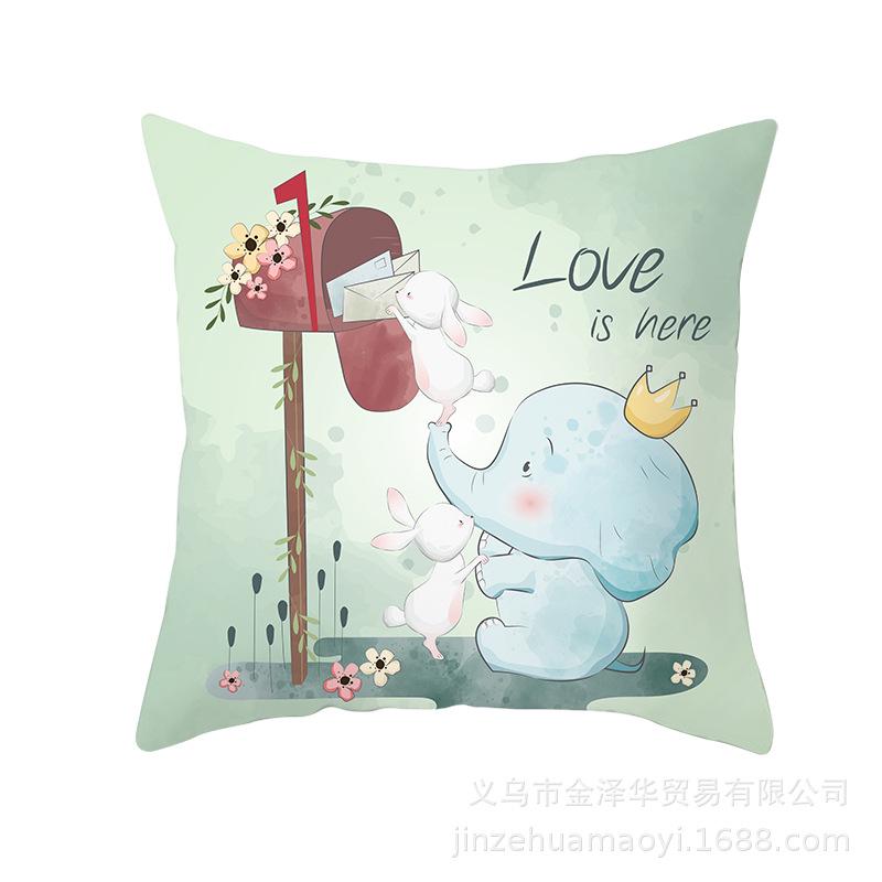 Cute Animal Cartoon Print Pillow Cover Shopee Home Supplies Car Sofa Cushion Cover