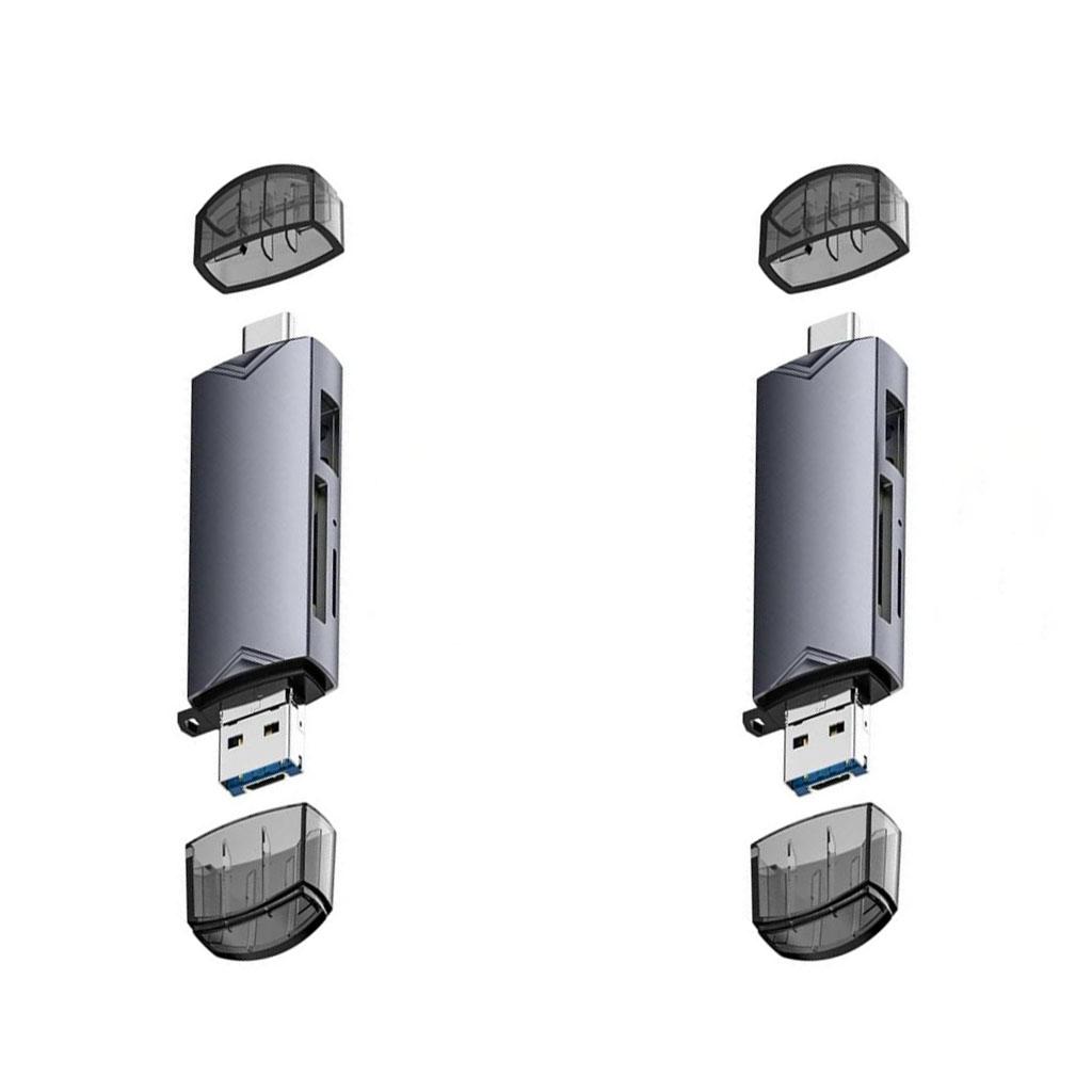 Lettore di schede multifunzionale 6 in 1 Adattatore Micro OTG da USB 3.0 a Tipo C Supporto Scheda SD TF Unità flash USB per laptop Telefoni e tablet Android