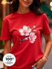 Realistic Flower Print Available In Three Colors 100 Pure Cotton Material Roundneck Shortsleeved Unisexs Tshirt Top