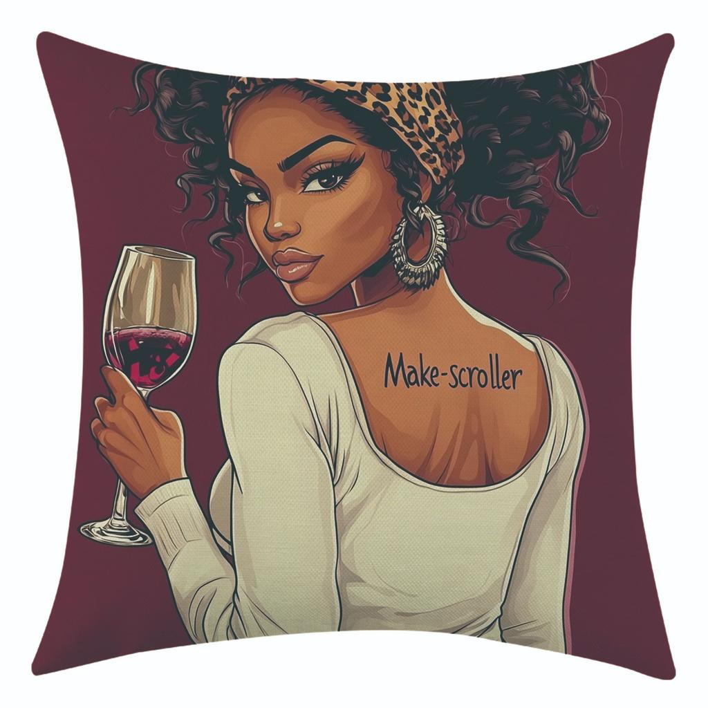 New African Women's Linen Pillowcase for Holiday Decoration, Car Sofa Lumbar Pillow Cushion