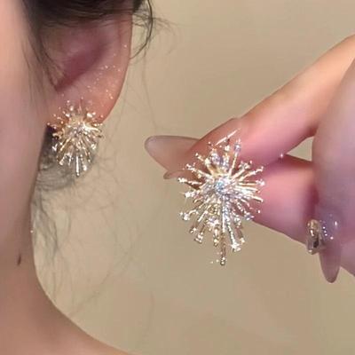 2025 Light Luxury Diamond Fireworks Earrings: Unique, Stylish Autumn/Winter Jewelry for Women