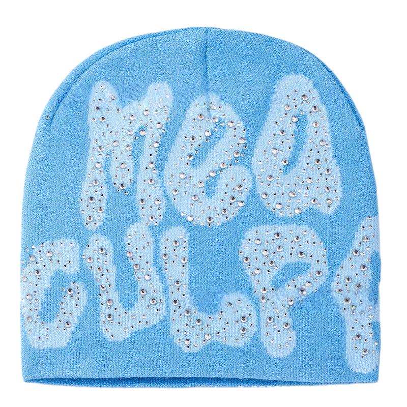 Women's Winter Rhinestone Knit Jacquard Hat - Stylish Warm Outdoor Head Wrap
