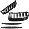 BMW 3 E90 / E91 04-09 SEDANAS / KOMBI grotelės tarp priekinių žibintų (inkstai) kairės + dešinės komplektas JUODAS BLIZGUS Dvigubos juostelės, lenkta šonkaulėta