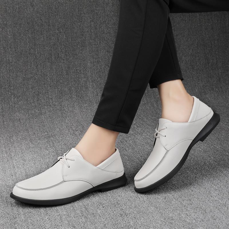 Black Dress Shoes For Men Genuine Leather British Oxofrds Wedding Shoes Gentleman Daily Business Shoes Male Casual Lace-Up Flats